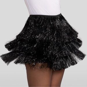 Fringe Mini Skirt Roaring 20s Flapper True Black | Size Medium